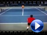 Federer vs Djokovic amazing shot between the legs US Open 2009